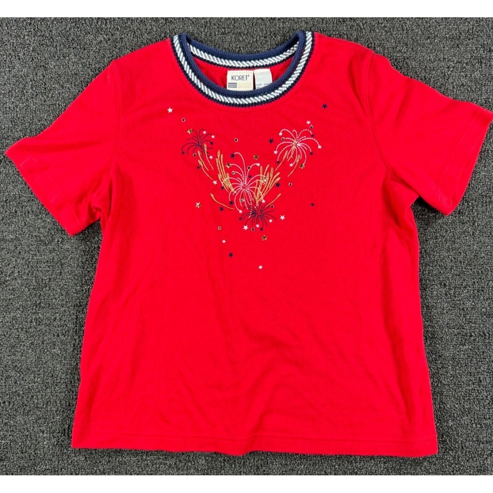 Vintage Koret Fireworks Shirt Women Medium Patriotic 4th‎ July USA Tee